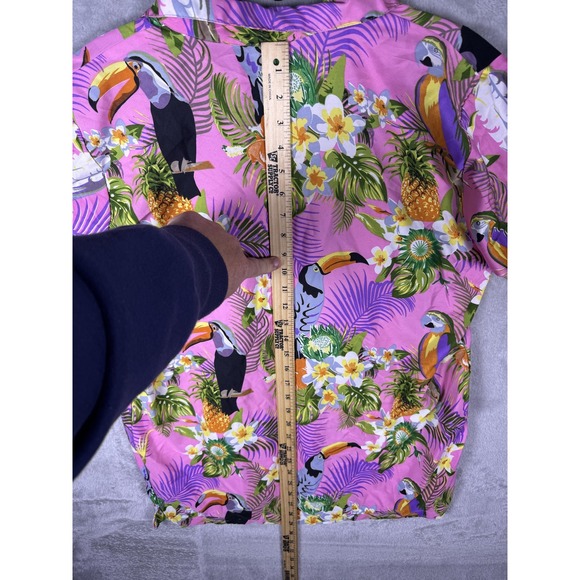 King Kameha Hawaiian Shirt Mens Large Pink Toucan Tropical Button Up Casual - Picture 5 of 10